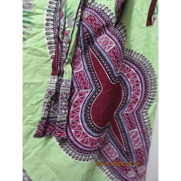 RAINBOW WOMEN'S BOHO WRAP SKIRT MAXI COTTON LIME GREEN PURPLE SIDE POCKETS BEACH - Picture 3 of 11